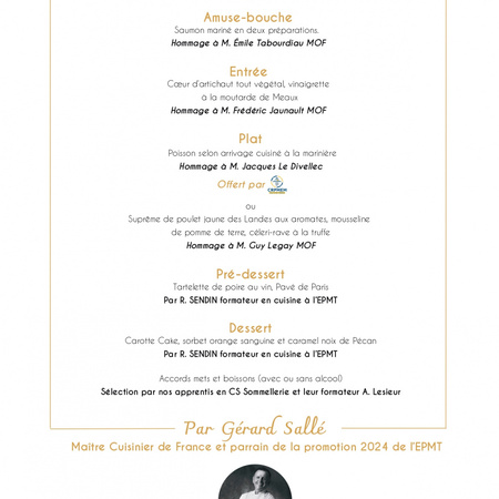 DÎNER D’EXCEPTION ET DE TRANSMISSION AVEC LE CHEF GÉRARD SALLÉ